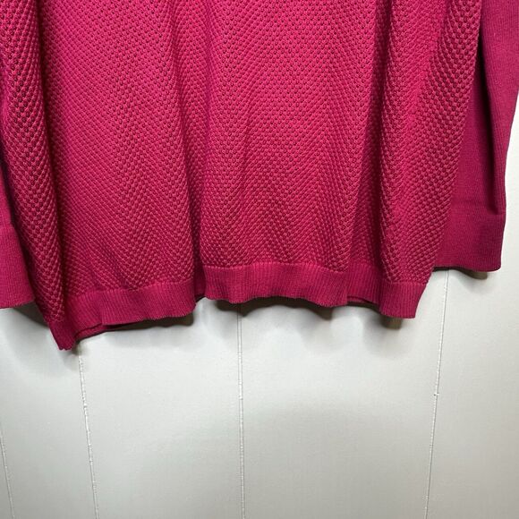 KOKUN Womens  Size XL Knit Button Cardigan Long Sweater W/Pockets Cotton Magenta - Picture 9 of 14